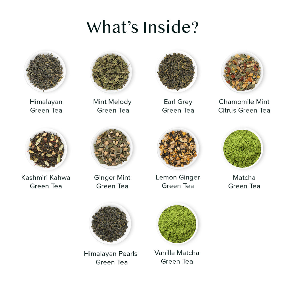 Green Tea Loose Leaf  Sampler, 10 Teas