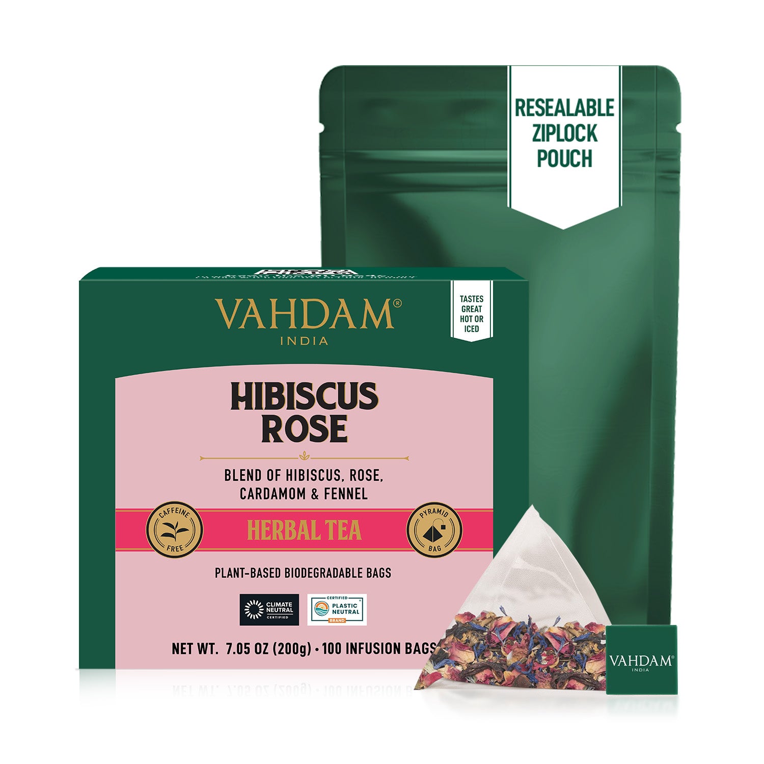 Hibiscus Rose Herbal Tea Tisane, 100 Count