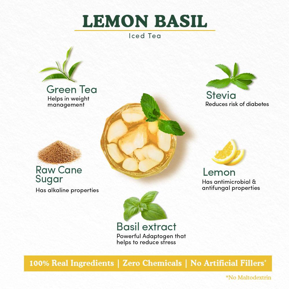 Lemon Basil Instant Iced Tea 5.29oz 150g VAHDAM Global